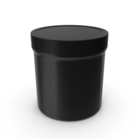 Black Plastic Jar Wide Mouth Straight Sided 20oz Closed PNG & PSD Images