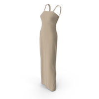 Sleeveless Long Beige Dress PNG & PSD Images