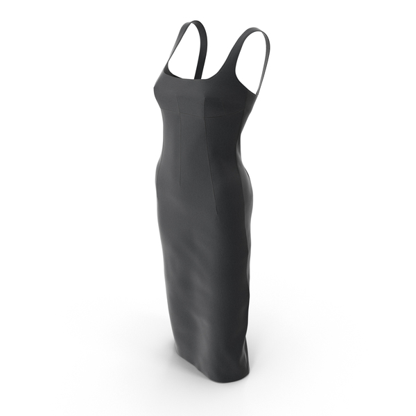 Sleeveless Long Black Dress With Darts PNG & PSD Images