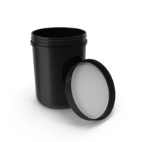 Plastic Jar Wide Mouth Straight Sided 60oz Open Black PNG & PSD Images