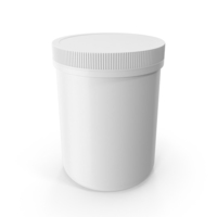 Plastic Jar Wide Mouth Straight Sided 60oz Closed White PNG & PSD Images