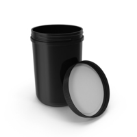 Plastic Jar Wide Mouth Straight Sided 70oz Open Black PNG & PSD Images