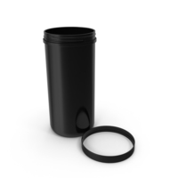 Plastic Jar Wide Mouth Straight Sided 100oz Cap Laying Black PNG & PSD Images