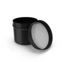 Plastic Jar Wide Mouth Straight Sided Short 32oz Open Black PNG & PSD Images