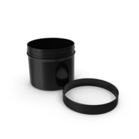 Plastic Jar Wide Mouth Straight Sided Short 32oz Cap Laying Black PNG & PSD Images