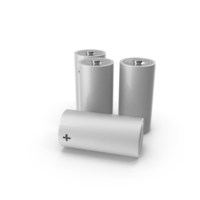 White Alkaline D Battery Set PNG & PSD Images
