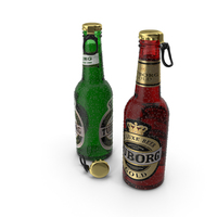 Tuborg Beer Bottles with Droplets PNG & PSD Images