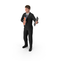 Businessman John Holding Books and Tablet PNG & PSD Images