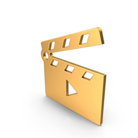 Movie Clapper Open Symbol Gold PNG & PSD Images