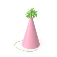 Party Pink Hat with Green Pom Pom PNG & PSD Images