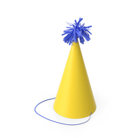 Party Yellow Hat with Blue Pom Pom PNG & PSD Images