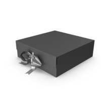 Black Box with Silver Ribbon PNG & PSD Images