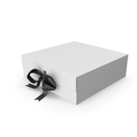 White Box with Black Ribbon PNG & PSD Images