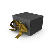 Black Box with Gold Ribbon PNG & PSD Images
