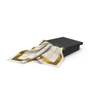 Black Box with Gold Silk Scarf PNG & PSD Images