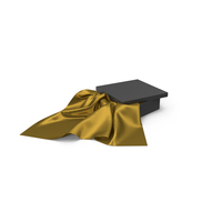 Black Box with Gold Silk Fabric PNG & PSD Images