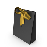 Black Packaging Paper with Gold Ribbon Bow PNG & PSD Images