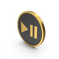 Play Pause Button Gold Icon PNG & PSD Images