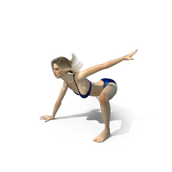 Swimsuit girl Three Point Landing pose PNG & PSD Images
