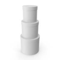 White Three Round Cardboard Boxes PNG & PSD Images
