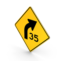 Curve with Speed Advisory PNG & PSD Images