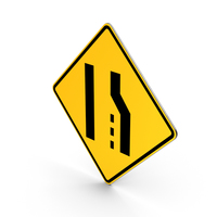 Road Sign Right Lane Ends PNG & PSD Images