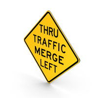 Road Sign Thru Traffic Merge Left PNG & PSD Images