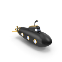 Black Submarine Stylized Cartoon PNG & PSD Images