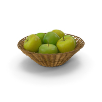 Wicker Basket with Green apples PNG & PSD Images