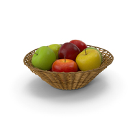 Wicker Basket with Apples PNG & PSD Images
