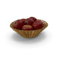 Wicker Basket with Red Apples PNG & PSD Images