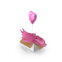 Pink Heart Balloon Surprise Box PNG & PSD Images
