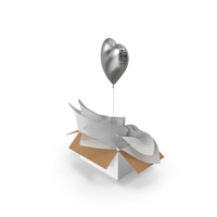 Silver Heart Balloon Surprise Box PNG & PSD Images