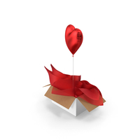 Red Heart Balloon Surprise Box PNG & PSD Images