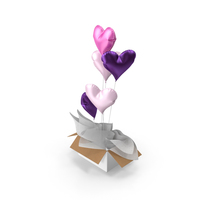 Pink and Purple Heart Balloons Surprise Box PNG & PSD Images
