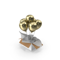 Gold Balloons Gift Box PNG & PSD Images