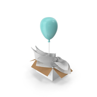 Blue Balloon Surprise Box PNG & PSD Images