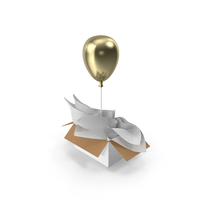 Gold Balloon Gift Box PNG & PSD Images