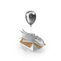 Silver Balloon Gift Box PNG & PSD Images