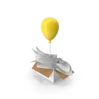 Yellow Balloon Gift Box PNG & PSD Images