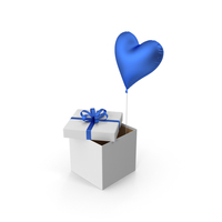 Blue Heart Balloon Gift Box PNG & PSD Images