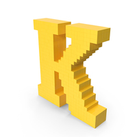 Stylized Cartoon Voxel Pixel Art Letter K PNG & PSD Images