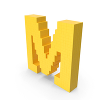Stylized Cartoon Voxel Pixel Art Letter M PNG & PSD Images