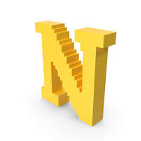 Stylized Cartoon Voxel Pixel Art Letter N PNG & PSD Images