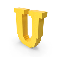 Stylized Cartoon Voxel Pixel Art Letter U PNG & PSD Images