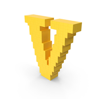 Stylized Cartoon Voxel Pixel Art Letter V PNG & PSD Images