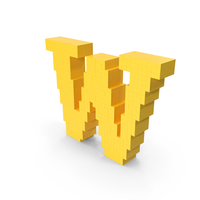 Stylized Cartoon Voxel Pixel Art Letter W PNG & PSD Images