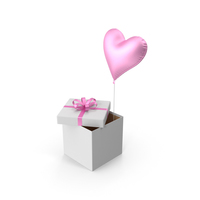 Pink Heart Balloon Gift Box PNG & PSD Images
