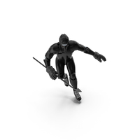 Humanoid Hockey Player With Stick Pose Black PNG & PSD Images