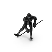 Humanoid Hockey Player With Stick Pose Black PNG & PSD Images